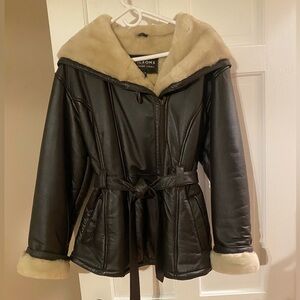 Women's Brown Leather Jacket with Cream Lining